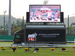 2 sided, 6 digit LED display for horse riding and running, with RS422 data transmission for the scoring system